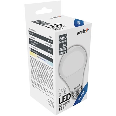 Product Λάμπα LED Value Globe E27 8W CW 6400K base image