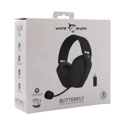 Product Headset White Shark Wireless/BT Gaming WGH-2442 BUTTERFLY Black base image