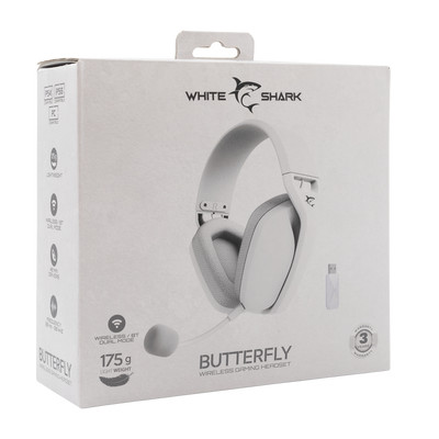Product Headset White Shark Wireless/BT Gaming WGH-2442 BUTTERFLY White base image