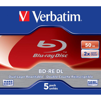 Product BD-R Verbatim 50GB 5pcs JewelC. 2x White Blue base image