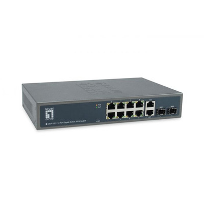 Product Network Switch LevelOne 10x GE GEP-1221 2xGSFP 19" 150W 8xPoE+ base image