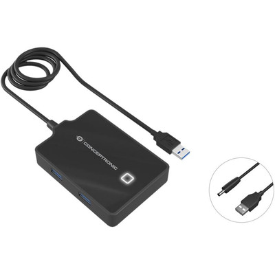 Product USB Hub Conceptronic 4-Port 3.0 ->4x3.0 o.power supply black base image