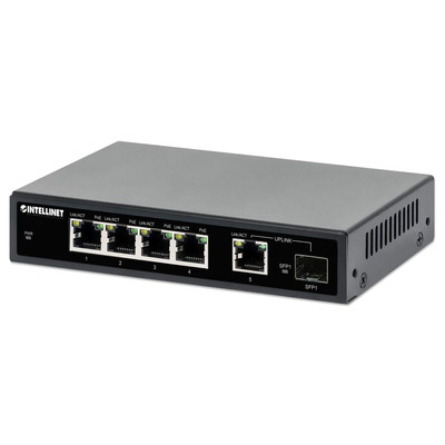 Product Network Switch Intellinet 5-Port Gigabit PoE+ 1SFP91W base image