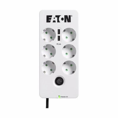 Product Πολύπριζο Ασφαλείας Eaton Protection Box 6 USB Tel@ Din 2500 Watt base image