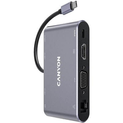 Product Docking Station Canyon USB-8-in1 USB-C > HDMI/3xUSB/USB-C/RJ45/VGA/Audio retail base image