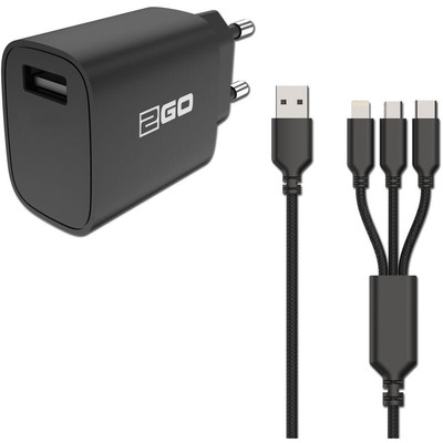 Product Φορτιστής Πρίζας 2GO 100 watt (2-t.) 1x USB 1x Micro USB 1x Lightning Βlack base image
