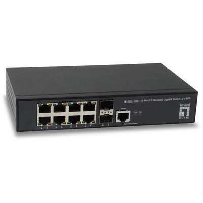 Product Network Switch LevelOne 8x GE GEL-1061 2xGSFP 19" base image