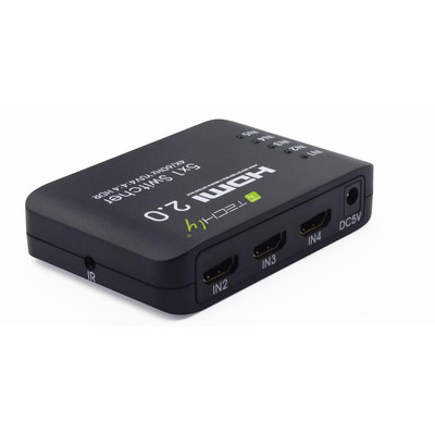 Product HDMI Switch Techly 4K60Hz HDR 5-Port, black base image