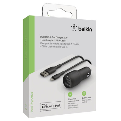 Product Φορτιστής Αυτοκινήτου Belkin USB-A 24W 1m Lightning-Cable CCD001bt1MBK base image
