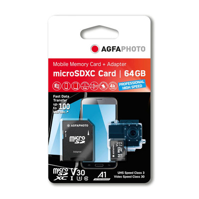 Product Κάρτα Μνήμης MicroSD 64GB AgfaPhoto U3 V30 A1 base image