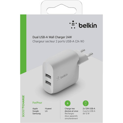 Product Φορτιστής Πρίζας Belkin Dual USB-A 24W white WCB002vfWH base image
