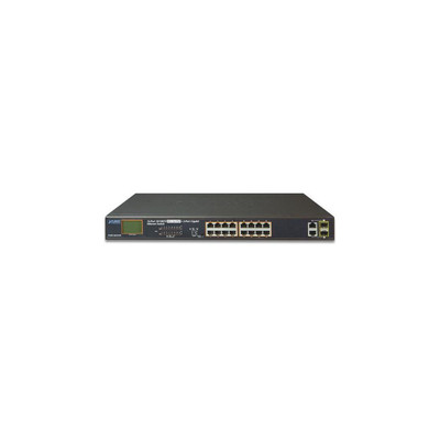 Product Network Switch PLANET 16-Port 10/100TX 802.3at PoE + 2-Port Gigabit TP/SFP base image