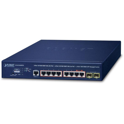 Product Network Switch PLANET 2Port GE 802.3bt + 6Port GE 802.3at + 2Port 1000X SFP base image