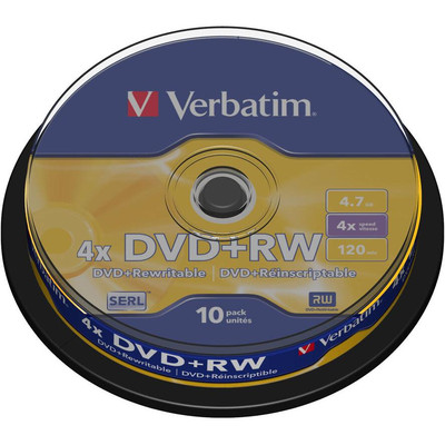 Product DVD+RW Verbatim 4,7GB 10pcs Pack 4x Spindel silver retail base image