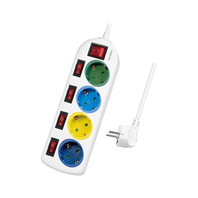 Product Πολύπριζο Logilink 4-way, 4xCEE 7/3, m. 5 switches, colored base image