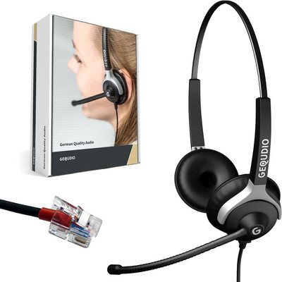 Product Headset GEQUDIO 2-ear for Yealink,Snom,Grandstream with cable base image