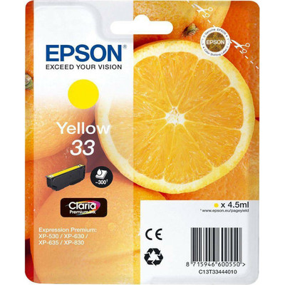 Product Μελάνι Epson yellow Claria Premium 33 T 3344 base image