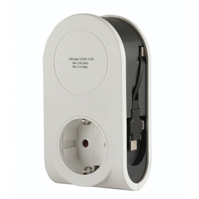 Product Φορτιστής Πρίζας REV USB Flex 3in1 0,8 m + 1x socket base image
