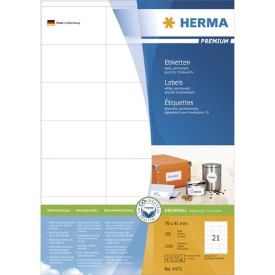 Product Ετικέτες Herma labels Premium A4 White 70x41 mm 2100 pcs base image