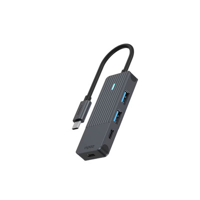 Product USB Hub Rapoo USB-C Hub grey USB-C to USB-A and USB-C base image