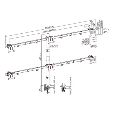 Product Βάση Monitor Sbox TABLE STAND FOR 6 17'-32' VESA 100x100 MAX base image