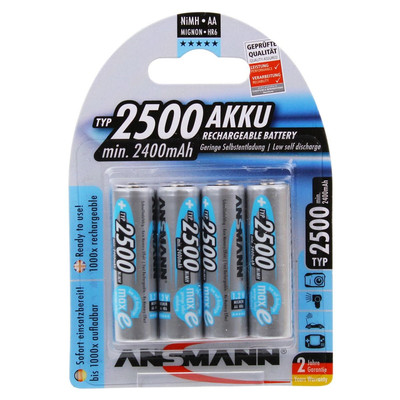 Product Επαναφορτιζόμενες Μπαταρίες 1x4 Ansmann maxE NiMH rech.bat. 2500 Mignon AA 2400 mAh base image