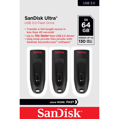 Product USB Flash 64GB SanDisk ULTRA USB 3.0 Flash 3 / Pack base image