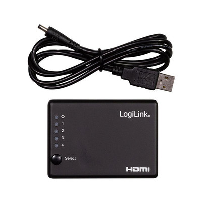 Product HDMI Splitter Logilink 1x4-Port, 4K/30Hz, slim black base image