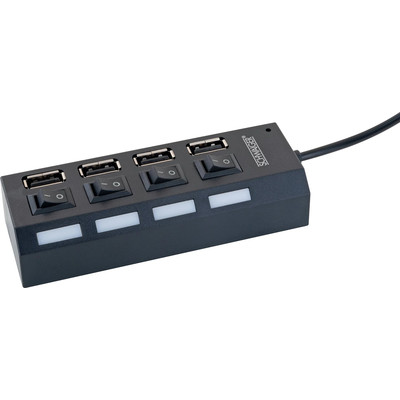 Product USB Hub Schwaiger 4-fach 2.0A socket Passiv black base image