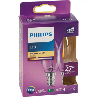 Product Λάμπες LED Philips Candle E14 2-Pack 2W (25W) 2700K 250lm Vintage base image