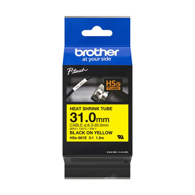 Product Ταινία Ετικετογράφου Brother P-Touch HSe-661E - 31mm x 1.5m - Black on Yellow base image