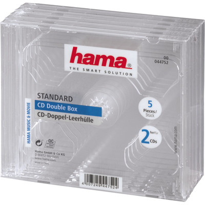 Product Θήκη CD Hama Double-Box pack of 5 Transparent Jewel-44752 base image