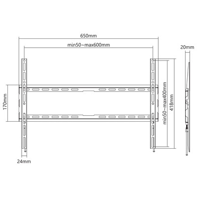 Product Βάση Τηλεόραση Sbox FIXED Wall Mount 37' -80' VESA 600x400 MAX base image