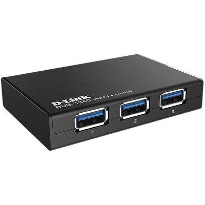 Product USB Hub D-Link DUB-1340 4-Port USB3 with power supply Black retail base image
