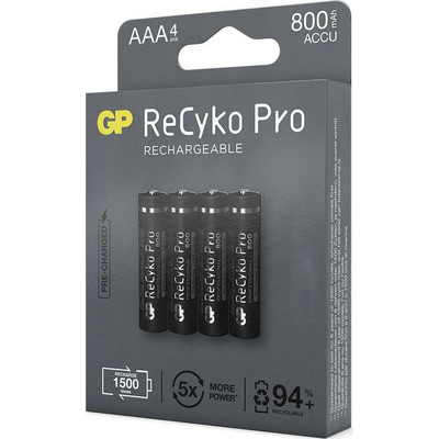 Product Επαναφορτιζόμενες Μπαταρίες 1x4 GP ReCyko Pro NiMH AAA/Micro 800mAh Pro base image