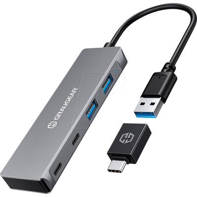 Product USB Hub GrauGear 4x USB 3.0, 2x Type-C and 2x Type-A retail base image