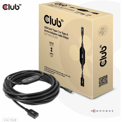Product Καλώδιο USB Club3D 3.2 Typ C <> Typ A 5Gbps St/Bu 10m retail base image