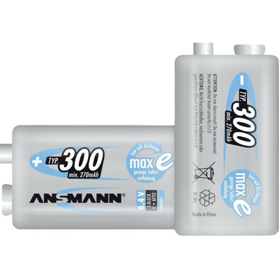 Product Επαναφορτιζόμενες Μπαταρίες Ansmann maxE NiMH 300 9V 270 mAh 5035453 base image