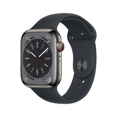 Product Smartwatch Apple Watch 8 Cell 45mm Steel Graphite/Midnight Sport Band base image