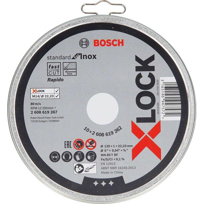 Product Δίσκοι Κοπής Bosch X-LOCK Cutting Disc Set 10x125x1mm Std Inox base image