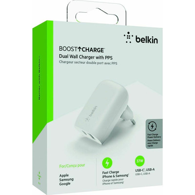 Product Φορτιστής Πρίζας Belkin Dual 37W USB-C 25W PD + USB-A WCB007vfWH base image