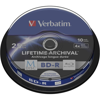 Product M-DISC Verbatim BD-R 25GB 4x Inkjet Printable Spindle base image