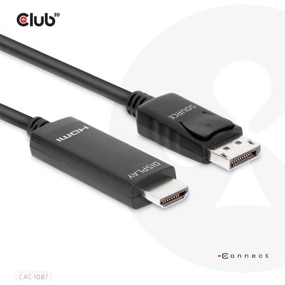 Product Καλώδιο DisplayPort Club3D 1.4 > HDMI HDR 8K60Hz active 3m retail base image