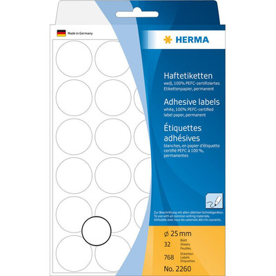 Product Ετικέτες Herma multi-purpose White 25 mm round 768 pcs. base image