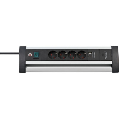 Product Πολύπριζο με USB Brennenstuhl Alu-Office-Line 4f 1,8m schw. base image
