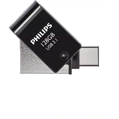 Product USB Flash 128GB Philips 2 in 1 OTG USB 3.1 + USB C Midnight Black base image
