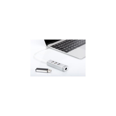 Product USB Hub Digitus USB2.0/C 3-Port Fast Ethern. Aluminium base image