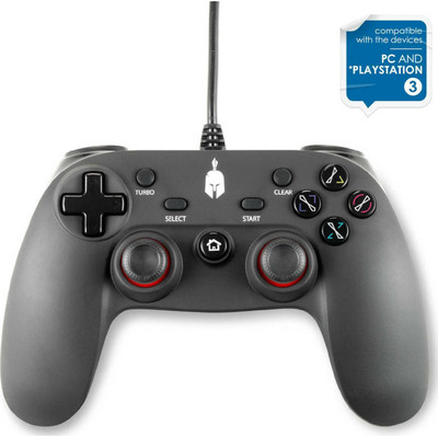 Product Gamepad Spartan Gear - Oplon Wired (Compatible with PC and Playstation 3) (colour: Black) base image