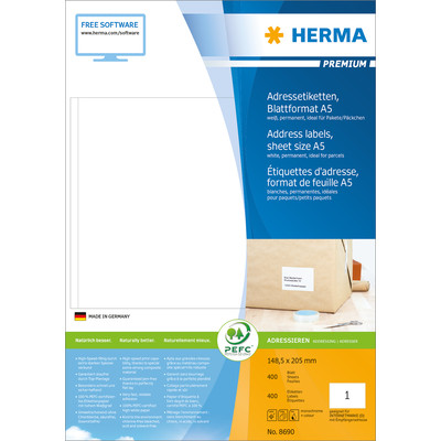 Product Ετικέτες Herma Address 148,5x205 400 Sheets DIN A5 400 pcs. 8690 base image