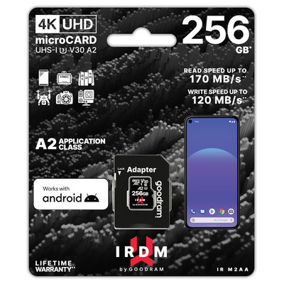 Product Κάρτα Μνήμης microSDXC 256GB Goodram IRDM V30 UHS-I U3 + adapter base image